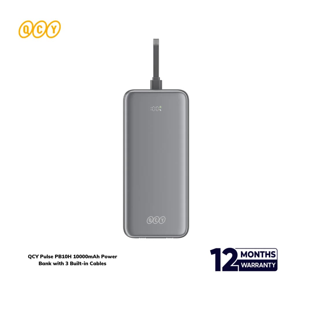 QCY Pulse PB10H 10000mAh Power Bank with 3 Built-in Cables - 22.5W Fast Charging - ছবি 3