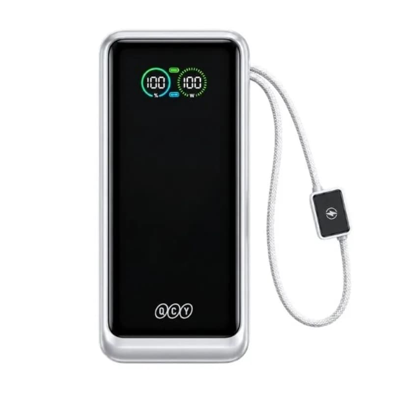 QCY HyperCharge PB30C 30000mAh 100W Power Bank with TFT Display & Built-in Cables - ছবি 2